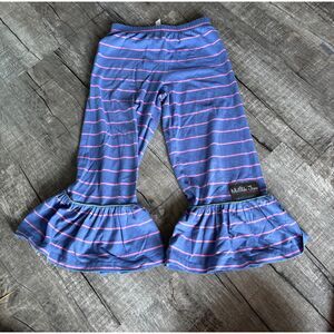 Matilda Jane Walking Paths Big Ruffles Pants Girls Size 6 Blue Pink Stripe